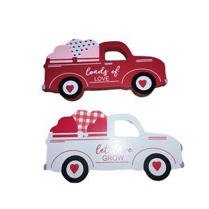 2 Wood Valentines Day Truck Decor “Loads of Love & Let Love GROW”